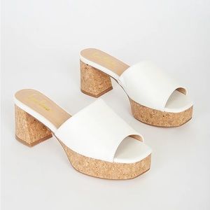 Lulu’s Adiyana White Cork Platform Heels